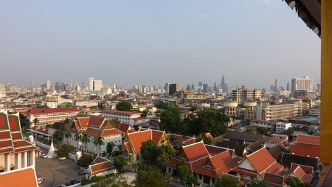 A time lapse Bangkok view Old house Roof temple