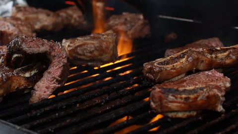 Bbq beef ribs on A grill outdoors T-Bone Steak