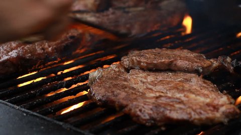 Bbq beef ribs on A grill outdoors T-Bone Steak