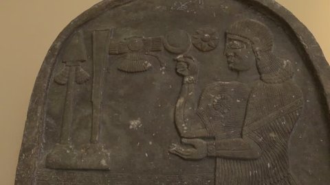 ISTANBUL, TURKEY, MARCH 22, 2016: Ancient Babylonia and Assyria sculpture painting from Mesopotamia in the Museum. Istanbul Archaeological Museum is located in Eminonu district of Istanbul, Turkey.