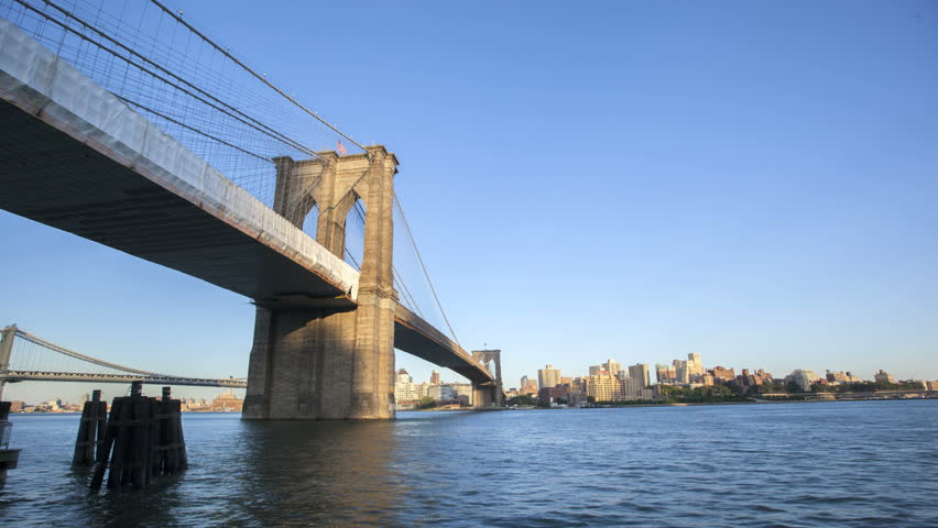 NEW YORK CITY  - JUN 15: Timelapse of New York City Brooklyn Bridge in the