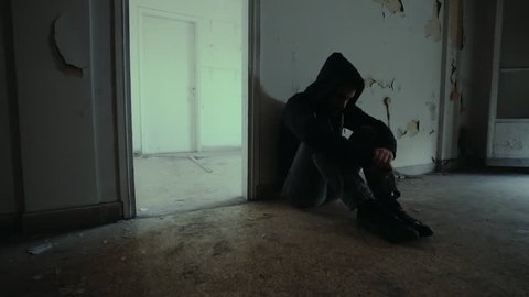 Hooded Depressed Young Man Empty Abandoned Stock Footage Video (100%  Royalty-free) 24364898