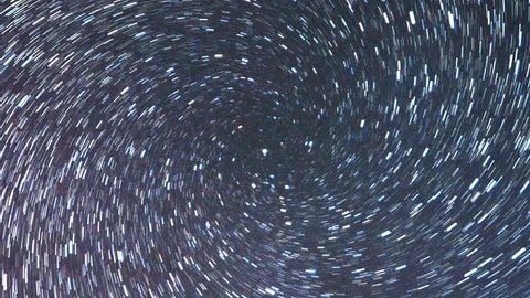Stars like meteors in a spiral Zoom timelapse.