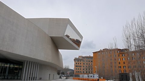 Balcony MAXXI Rome, Italy - February 21, 2015: is a national museum of contemporary art and architecture.