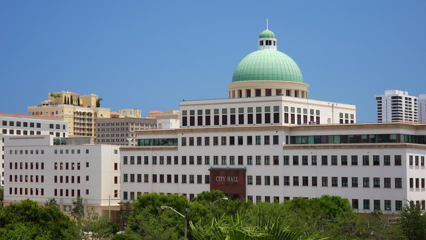 The City Hall building in downtown West Palm Beach, Florida