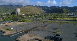 Aerial footage of Maunalua Bay Beach Park Honolulu Hawaii 4k 30p