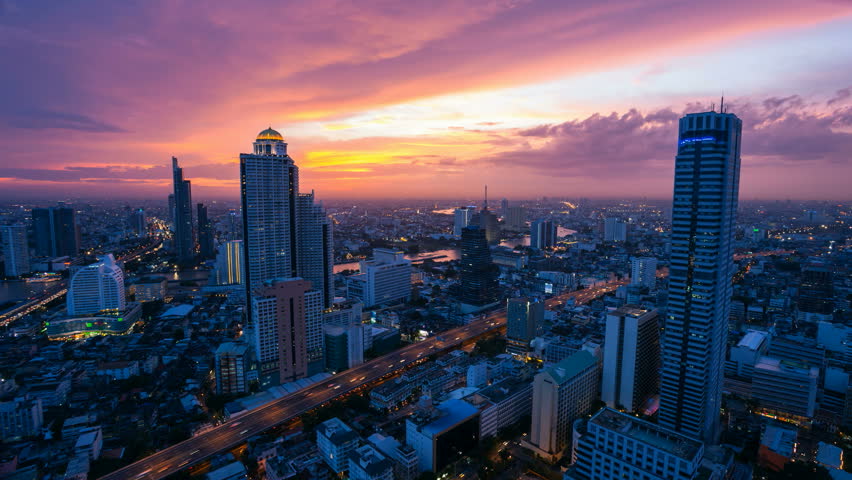 Bangkok timelapse at sunset
