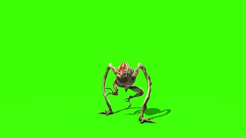 Monster Alien long Leg Attacks 3D Animation Green Screen