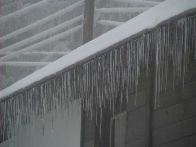 USTI NAD LABEM, CZECH REPUBLIC - FEBRUARY 28: Icicles on a house in Usti nad