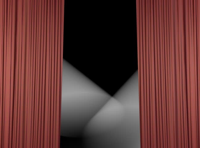 Curtains showing stage reflectors and closing , seamless loop