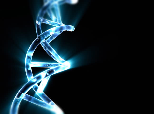  DNA string with blue light beams