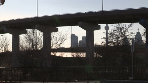 Toronto, Ontario, Canada February 2017 Toronto elevated Gardiner expressway highway
