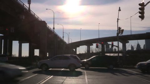 Toronto, Ontario, Canada February 2017 Toronto elevated Gardiner expressway highway
