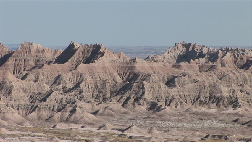 Wide view of the Badlands National Park in South Dakota United States