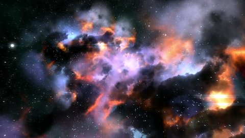 Magnificent space flight through colorful nebulae