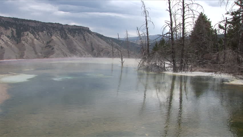 View of a lake and mountains in Yellowstone National Park in Wyoming United States