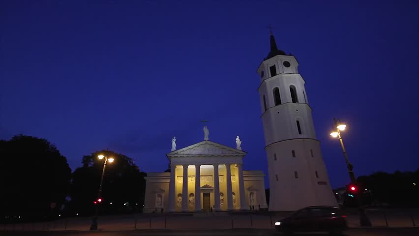 Cathedral at night, Vilnius, Lithuania