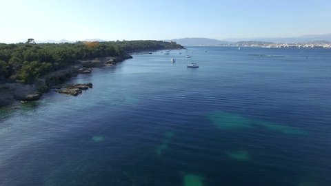 Aerial View Drone Sea boat French Riviera France