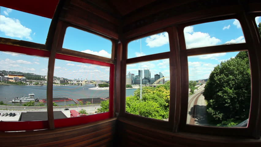 Timelapse of looking out the windows of the Duquesne Incline in Pittsburgh, PA.