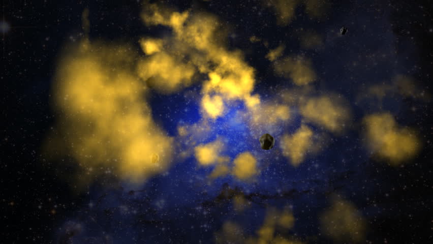 A look into deep space as nebulae and astroids fly by.  (3d animation)