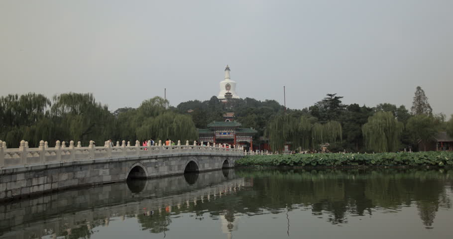 4K video of The White Pagoda on Qionghua Island in Beihai Park, Beijing, China