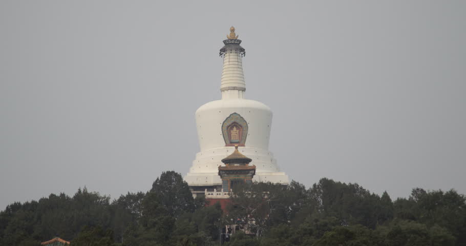 4K video of The White Pagoda on Qionghua Island in Beihai Park, Beijing, China