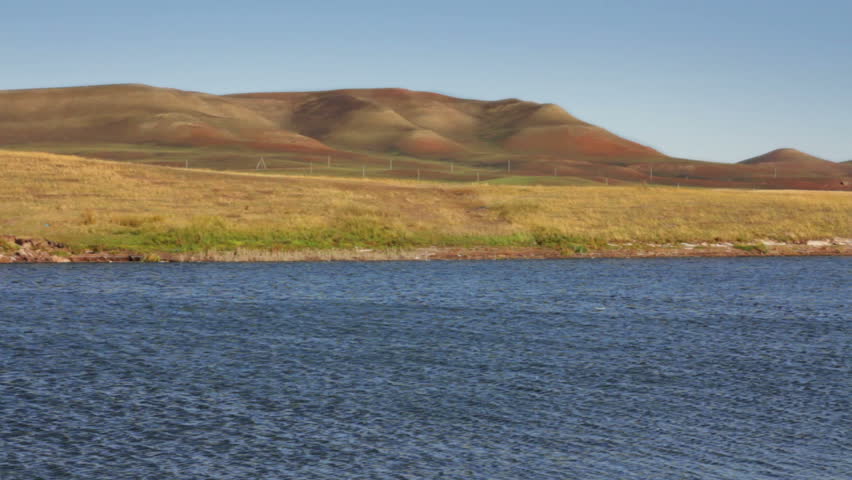 summer lake and hills landscape