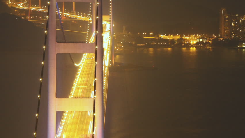 Tsing Ma Bridge at Night (Time-Lapse) - Tsing Ma Bridge is a bridge in Hong