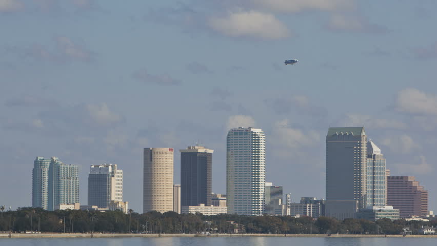 TAMPA - DEC 29: Timelapse of clouds passing by Tampa Skyline at the Riverfront