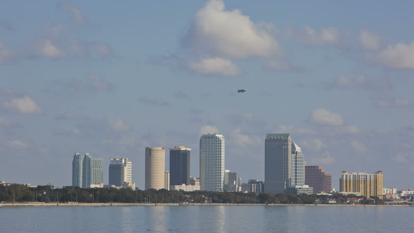 TAMPA - DEC 29: Timelapse of clouds passing by Tampa Skyline at the Riverfront
