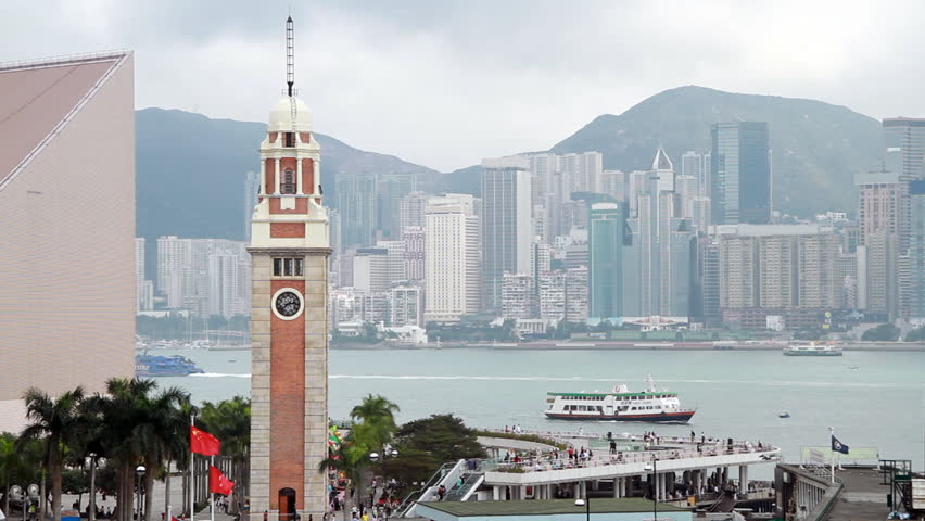 Clock Tower and Victoria Harbour, Hong Kong.
