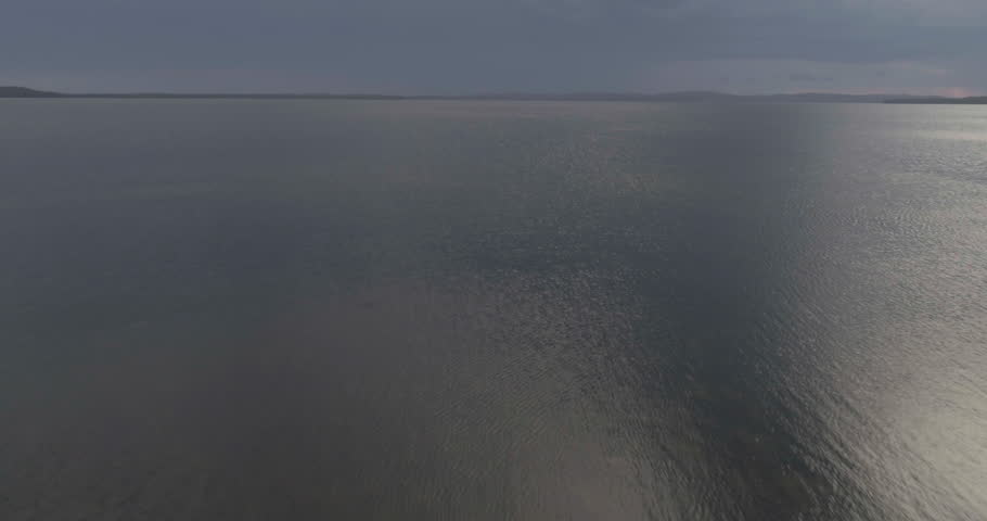 Aerial flight over lake at Mungo Brush National Park Australia