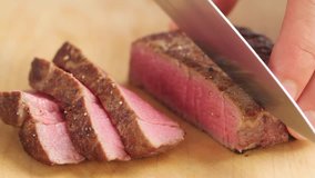 Slicing a fillet steak