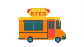 Food truck animation. Hot Dog van