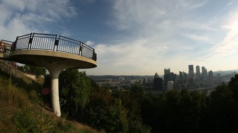 Pittsburgh Mt. Washington Daytime Time-lapse and Cloud-lapse of City from Mr. Washington Overlook 4K