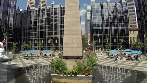 Downtown Pittsburgh PPG Place Market Square Summer Time Aerial 4K