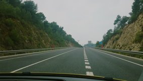 video footage of driving on a highway in Spain