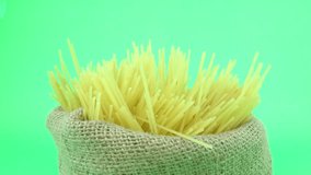 macaroni pasta on Green Screen for footage and clipping path