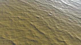 Aerial view of water surface in river during the sunset
