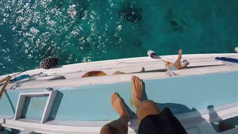 First Person View Extreme Jumping in Water from Boat. GoPro HD pov Slow Motion. Thailand.