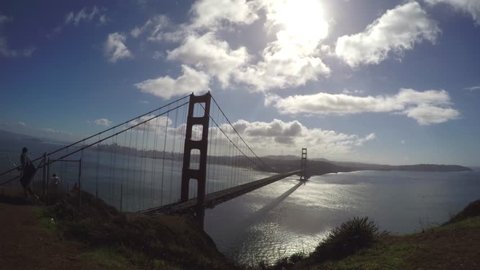 Zooming timelapse of the Golden gate bridge, on a sunny november day, in San Fransisco, California, United states of america.