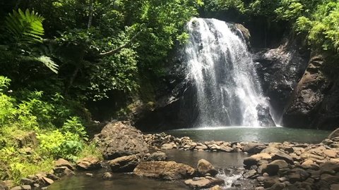 Slow motion of Vuadomo Waterfall near Savusavu in Vanua Levu Island,  Fiji