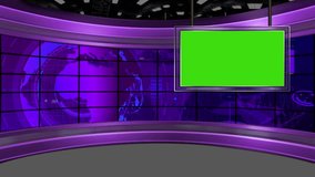 News- Broadcast TV Studio Green Screen Background 