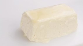 Cutting vanilla parfait into slices