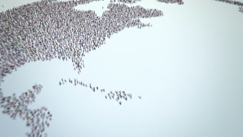 World of People. Thousands of people formed the globe icon. Camera zoom out. 4k.