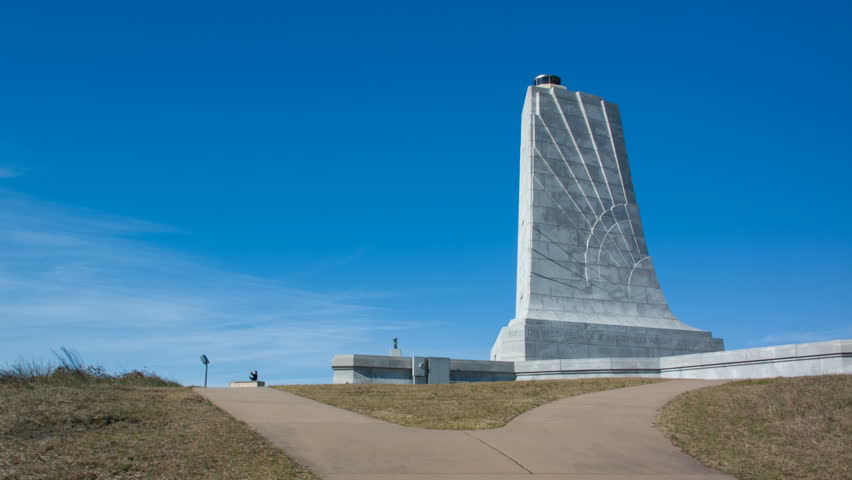 The Wright Brothers National Landmark Historical Monument on Kill Devil Hill in the Outer Banks of North Carolina