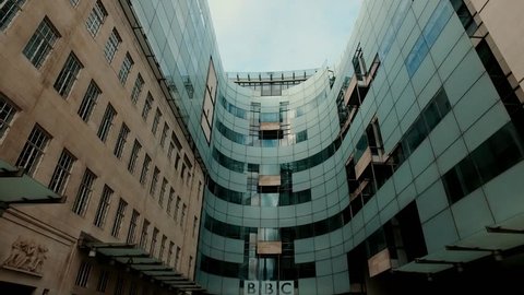 London,BBC News,The main entrance to BBC News Company,February,2017.