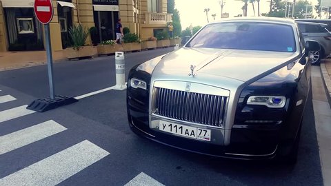 Monte-Carlo, Monaco - January 15 2017: Luxury Car Rolls Royce Phantom Parked in Front of the Monte-Carlo Casino in Monaco
