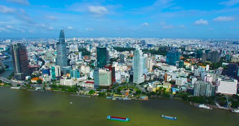 Flycam: Ho Chi Minh City formerly named and still also referred to as Saigon  is the largest city in Vietnam