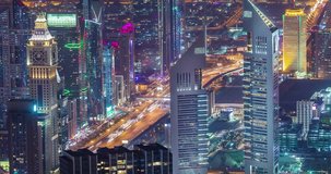 Time lapse video of Dubai Business City Downtown  in Dubai Creek on Sheikh Zayed Road. United arab emirates
